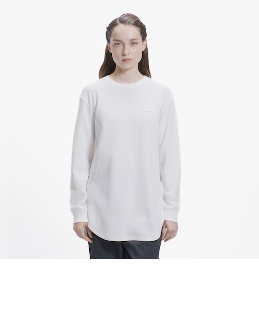 ラウンドヘム ワッフルロングスリーブTシャツ