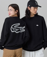 【オンライン限定】LACOSTE  オーバーサイズ 裏毛 バックプリント クルーネック スウェット