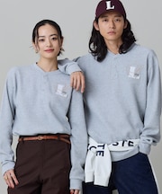 【オンライン限定】LACOSTE オーバーサイズ ワンポイント刺繍ロゴ ヘンリーネック長袖Tシャツ / ワッフルカットソー