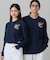 【オンライン限定】LACOSTE オーバーサイズ ワンポイント刺繍ロゴ ヘンリーネック長袖Tシャツ / ワッフルカットソー
