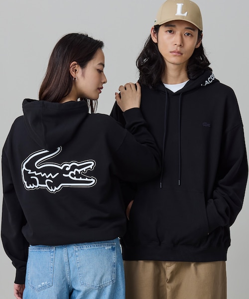 ラコステパーカー オンライン限定】LACOSTE オーバーサイズ フード刺繍ロゴ バック