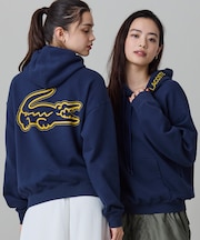 【オンライン限定】LACOSTE  オーバーサイズ フード刺繍ロゴ バックプリント プルオーバーパーカー