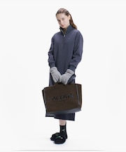 ハーフジップ ダンボールニット ロングワンピース