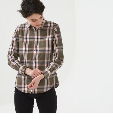 吸水速乾 長袖チェックシャツ