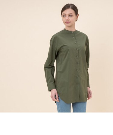 コーデュラ ノーカラーシャツチュニック