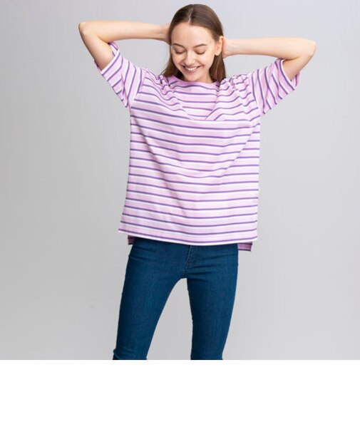 吸水速乾 マルチストライプ リラックス Tシャツ