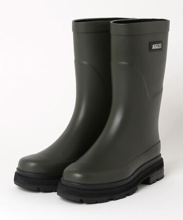 チャンキーヒール ミッドレインラバーブーツ