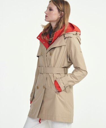 GORE-TEX ゴアテックス 防水 防風 透湿 2WAY ミドル丈トレンチコート  フード取り外し可