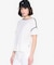 接触冷感 ワンポイントロゴ ピスネーム ボートネック パフスリーブ半袖Tシャツ