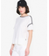 接触冷感 ワンポイントロゴ ピスネーム ボートネック パフスリーブ半袖Tシャツ