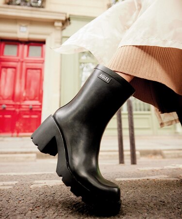 厚底 ボリュームソール 完全防水 モンソー ハイヒールラバーブーツ