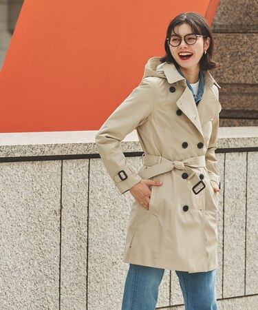 GORE-TEX 防水 透湿 防風 ゴアテックス フーデッドロングトレンチコート