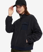 POLARTEC MICRO FLEECE ショート丈 異素材切替え パフスリーブマイクロフリースジャケット