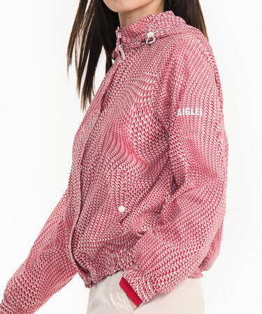 軽量 撥水 パッカブルプリントジップアップナイロンジャケット