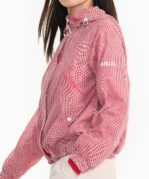 軽量 撥水 パッカブルプリントジップアップナイロンジャケット