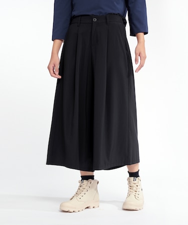 UVカット 速乾 ワンポイントロゴ刺繍 ワイドレッグ フレアパンツ / ドレープワイドパンツ