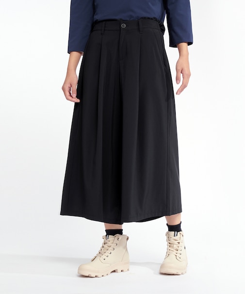 UVカット 速乾 ワンポイントロゴ刺繍 ワイドレッグ フレアパンツ / ドレープワイドパンツ