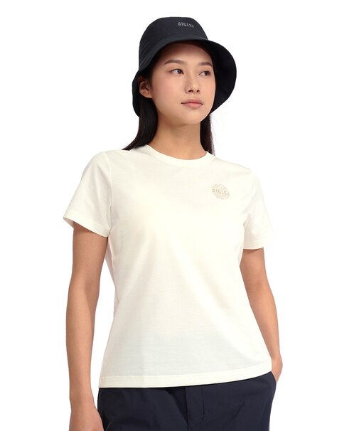 UVカット スリムフィット ロゴプリント半袖Tシャツ