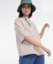 UVカット UPF40 吸水速乾ショートスリーブ ノーカラーシャツ