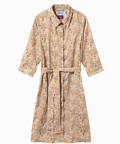 花柄 フラワー リバティロングシャツドレス / シャツワンピース