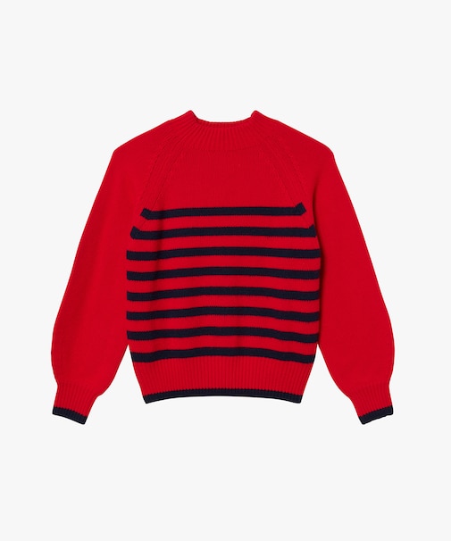 ウールブレンド ボーダーニットモックネックセーター