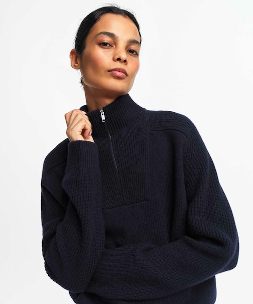 ウールブレンド ハーフジップニットセーター