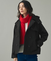 GORE TEX ゴアテックス 防風 防水 透湿 2レイヤー ショートトレンチコート / フード脱着可