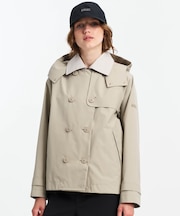 GORE TEX ゴアテックス 防風 防水 透湿 2レイヤー ショートトレンチコート / フード脱着可
