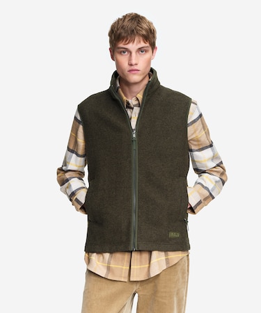 メリノウールブレンド スタンドカラーフリースベスト T-KIT