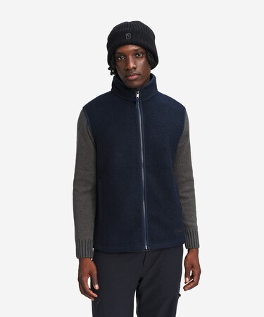 メリノウールブレンド スタンドカラーフリースベスト T-KIT