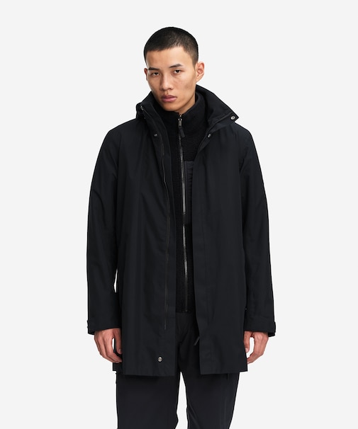 GORE=TEX ゴアテックス 防風 防水 透湿 2レイヤーロングジャケット / フード収納可