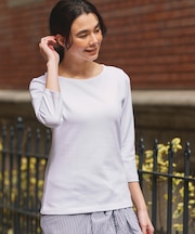 ボートネック 七分袖Tシャツ