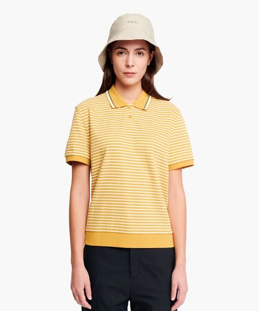 UVカット ストライプ 半袖ポロシャツ