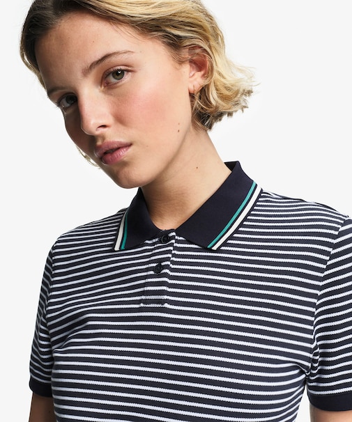 UVカット ストライプ 半袖ポロシャツ