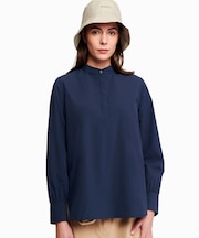 UVカット SOLOTEX ソフトストレッチ ハーフプラケット ノーカラーエレガントシャツ