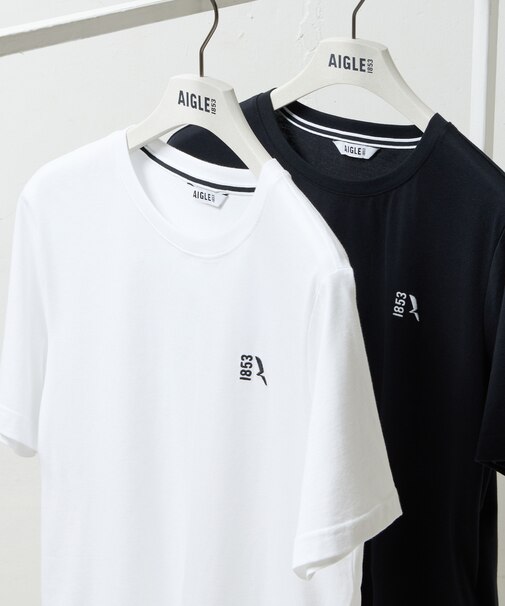 2枚セット ワンポイントロゴ刺繍 2パック半袖Tシャツ