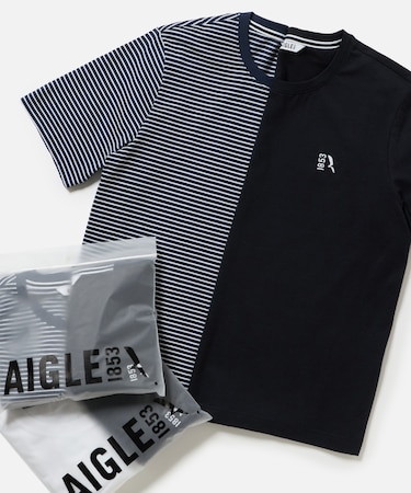 2枚セット ワンポイントロゴ刺繍 2パック半袖Tシャツ