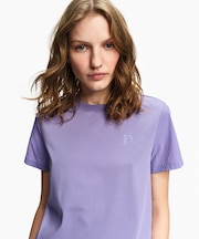 接触冷感 ミックス素材 半袖ロゴTシャツ