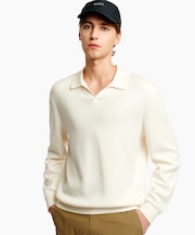 ロングスリーブ プルオーバー スキッパーネックポロニットシャツ