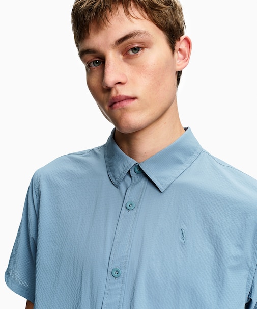 接触冷感 UVカット エアロメッシュ リラックスフィット半袖シャツ