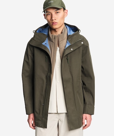 透湿防水 3レイヤー テクニカルコットン フーデッドジャケット