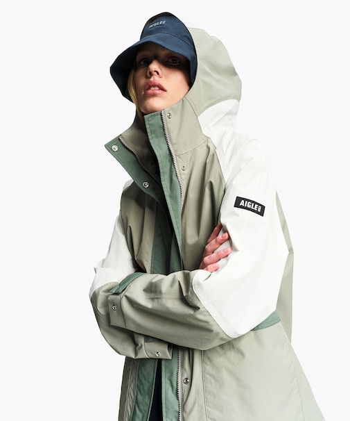 透湿 防水シーム カラーブロック ショートフレアジャケット