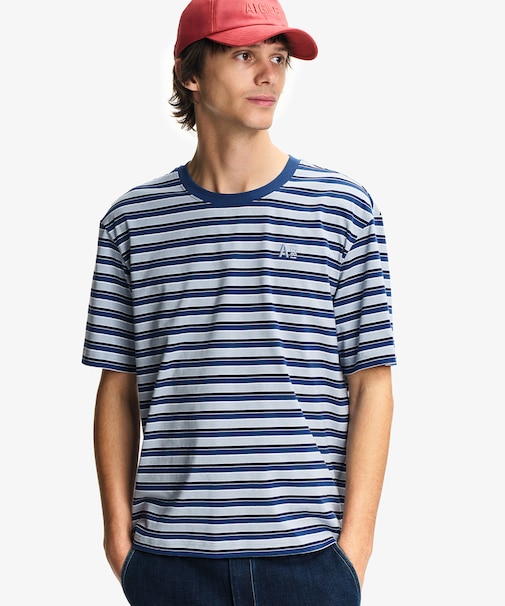吸水速乾 抗菌 リラックスフィット ストライプ半袖Tシャツ