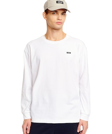 オーガニックコットン オーバーサイズ ワンポイントシリコンバッジロゴ ロングスリーブTシャツ