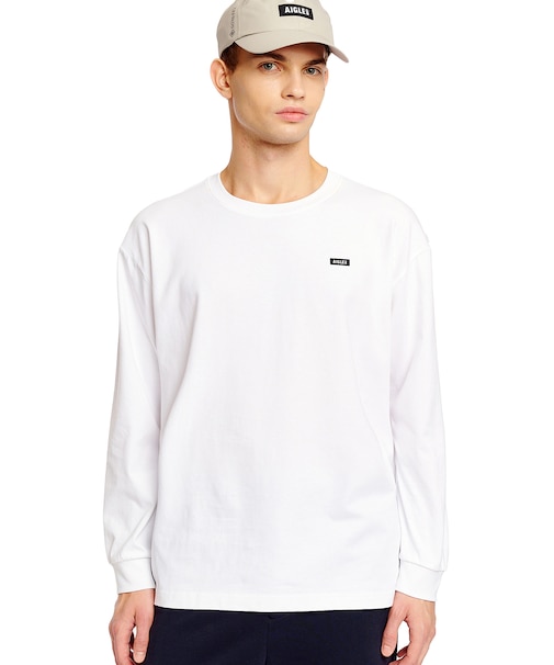 オーガニックコットン オーバーサイズ ワンポイントシリコンバッジロゴ ロングスリーブTシャツ