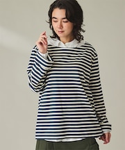 ストライプ  ボートネック ロングスリーブTシャツ