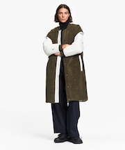 撥水 リバーシブルボア 中綿キルティング シェルパロングコート WARM