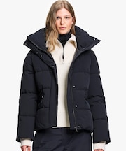 撥水 スタンドカラー リブリーブファイバーダウン ショートパファージャケット VERY WARM