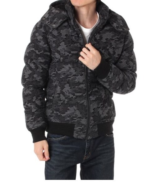 【MEN'S】カモフラニット中綿ブルゾン
