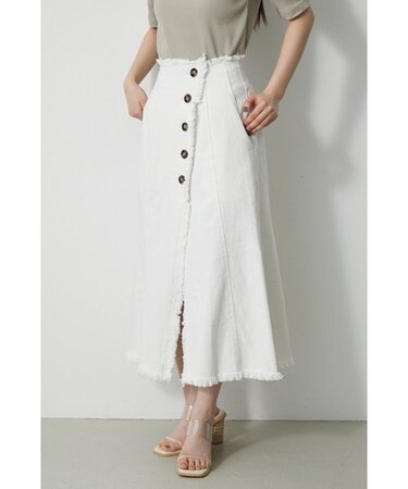 ASYMMETRY BUTTON SLIT SKIRT